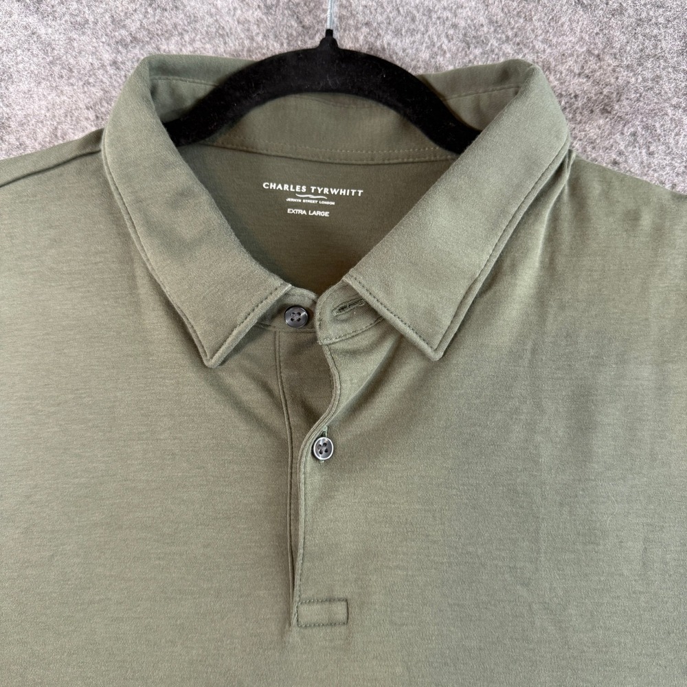 Charles Tyrwhitt Polo Shirt Women XL Green Long Sleeve Button Cuff Jersey - Picture 3 of 16